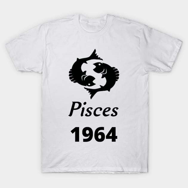 Black Zodiac Birthday Pisces 1964 T-Shirt by Down Home Tees